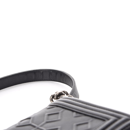 Chanel Calfskin Crystal Embossed Medium Boy Flap Black 8 of 11