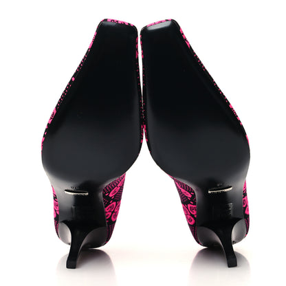 Gucci Technical Jersey Knit GG Monogram Square G 75mm Ankle Boots 38 Black Neon Fucsia 5 of 6