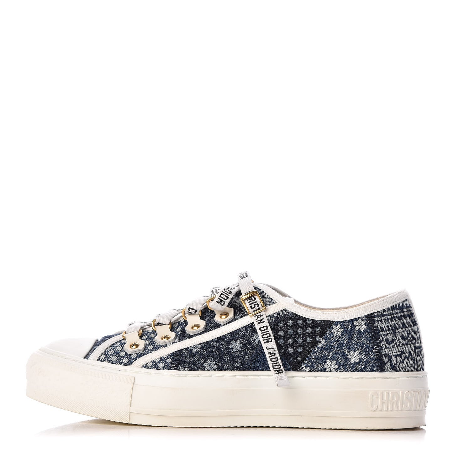 Denim Patchwork Walk'n Dior Low Top Sneakers 36.5 Blue