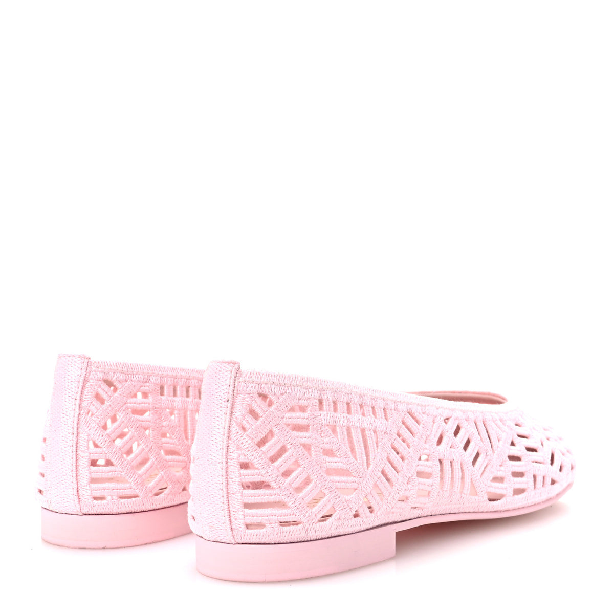 Cotton Embroidered Cap Toe Ballet Flats 39.5 Light Pink