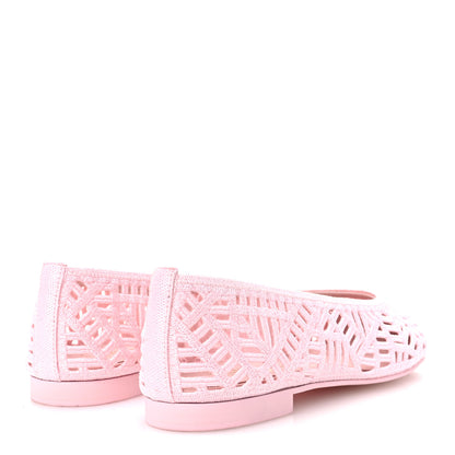 Chanel Cotton Embroidered Cap Toe Ballet Flats 39.5 Light Pink 5 of 9