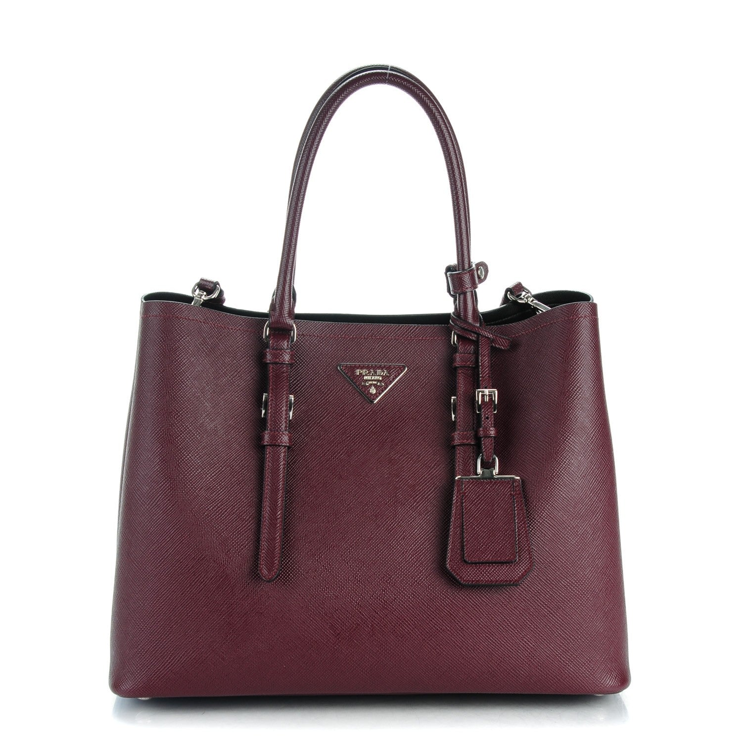 Prada Saffiano Cuir Medium Double Handle Tote Granato 1 of 7