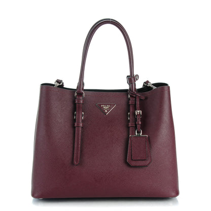 Prada Saffiano Cuir Medium Double Handle Tote Granato 1 of 7