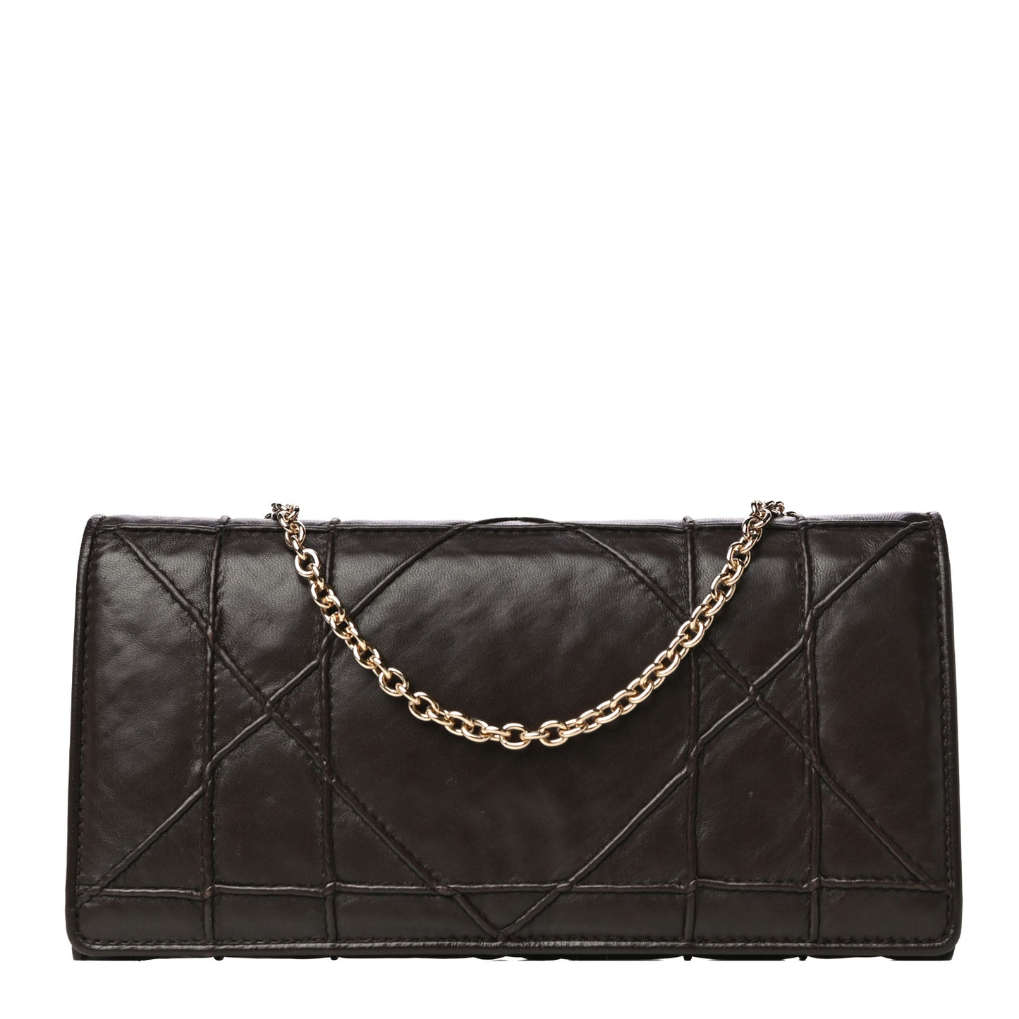 Lambskin Cannage Rendezvous Chain Wallet Brown