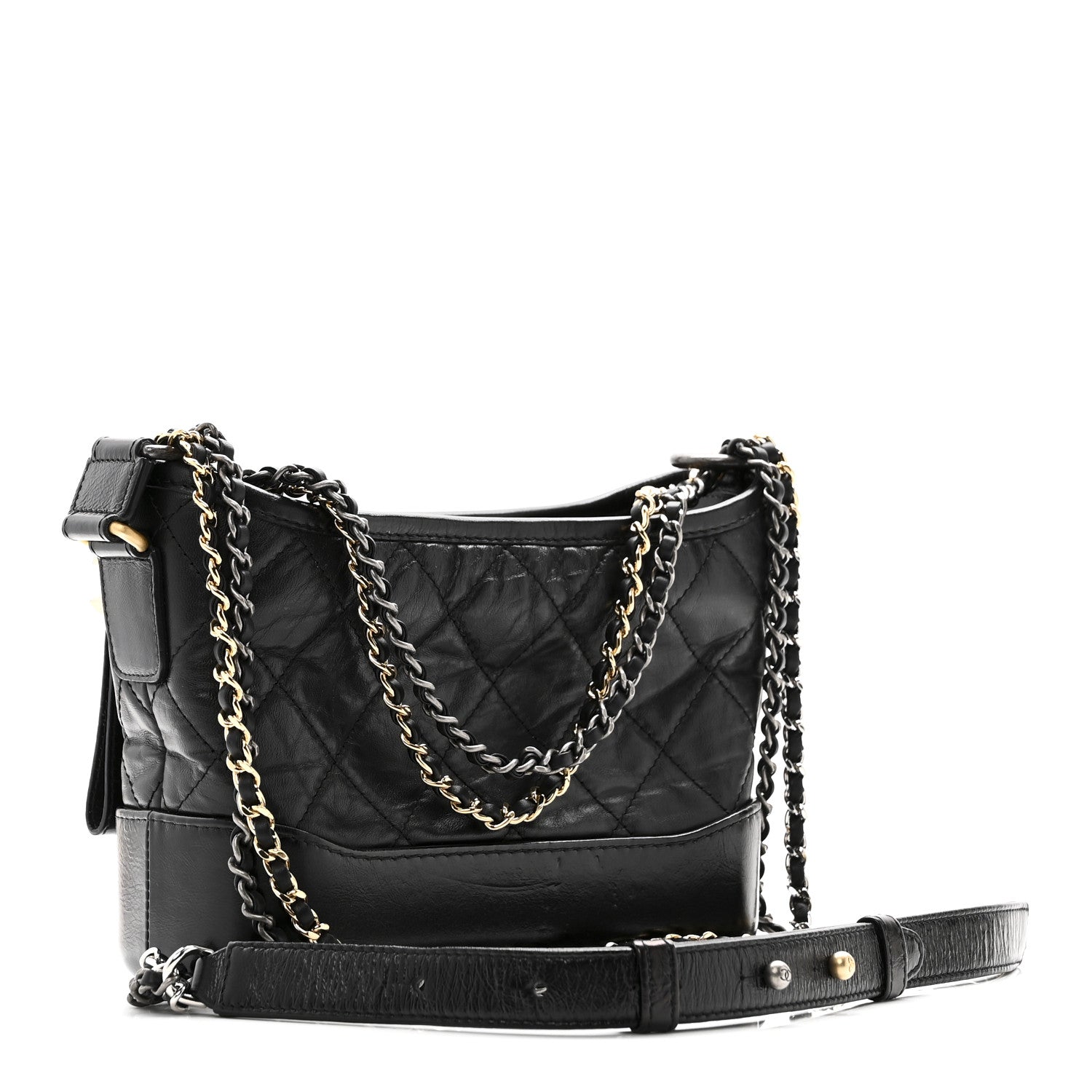 Chanel Aged Calfskin Quilted Small Gabrielle Hobo Black 3 of 11