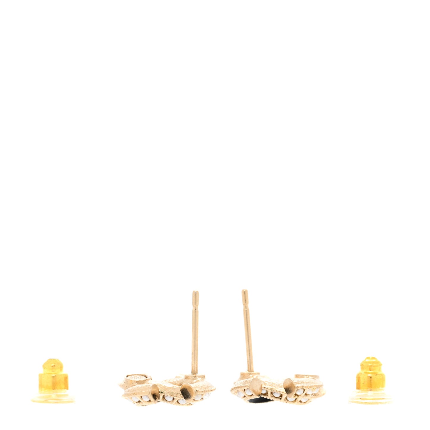Metal Pearl Enamel CC Earrings Gold Black