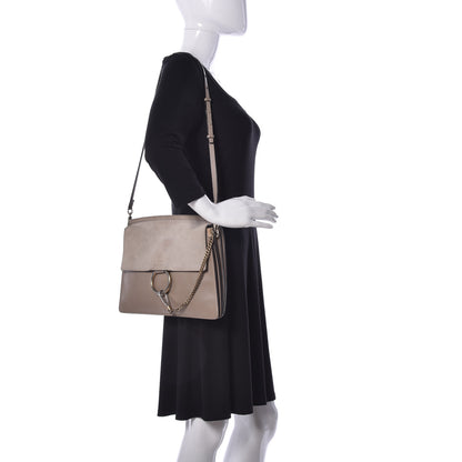 Chloe Calfskin Suede Medium Faye Shoulder Bag Motty Grey 2 of 9