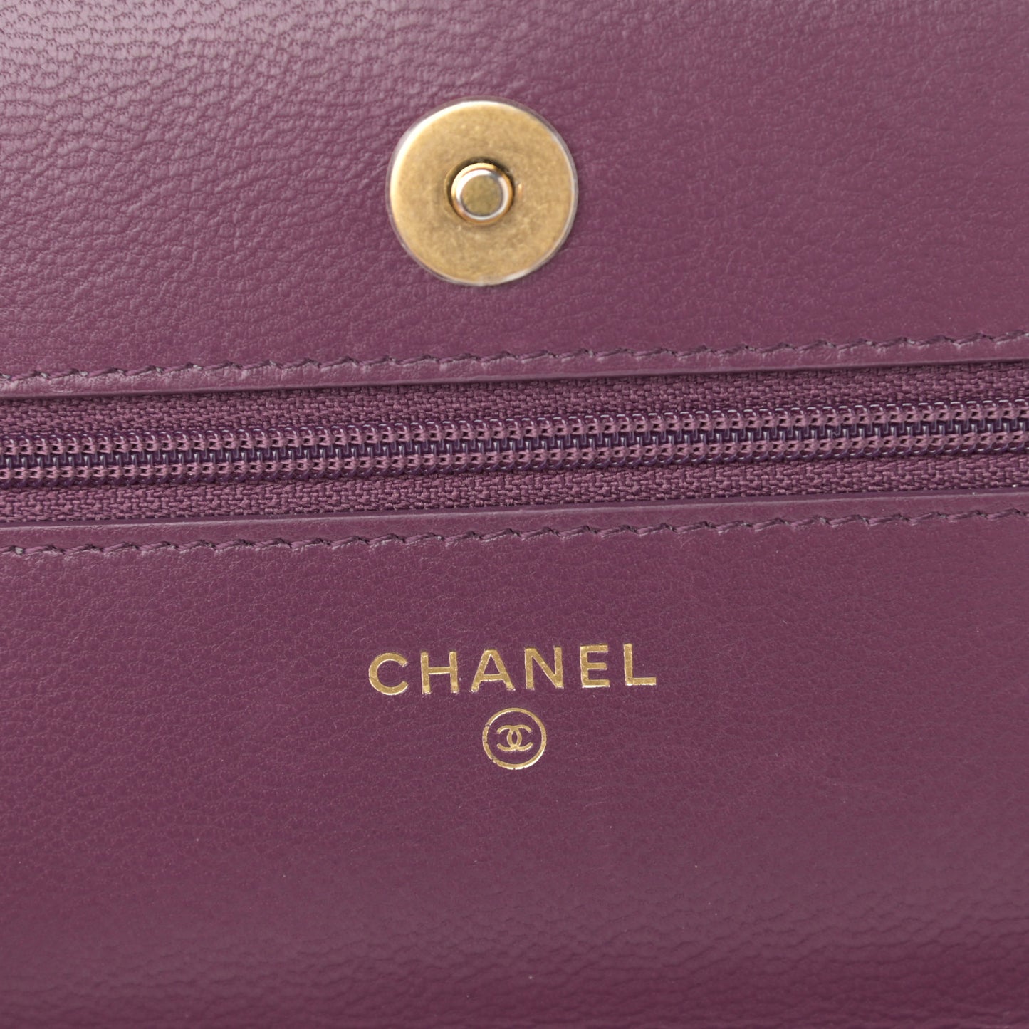 Lambskin Quilted Chanel 19 Wallet On Chain WOC Purple
