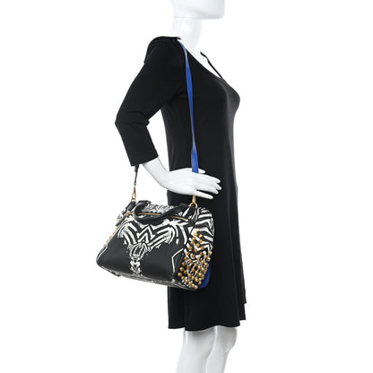 MCM Striped Visetos Funky Zebra Stud Keana Boston Black Blue 2 of 12
