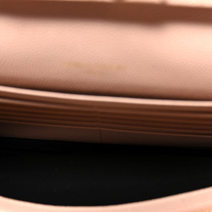 Saint Laurent Grain De Poudre Matelasse Chevron Monogram Chain Wallet Pale Pink 5 of 9