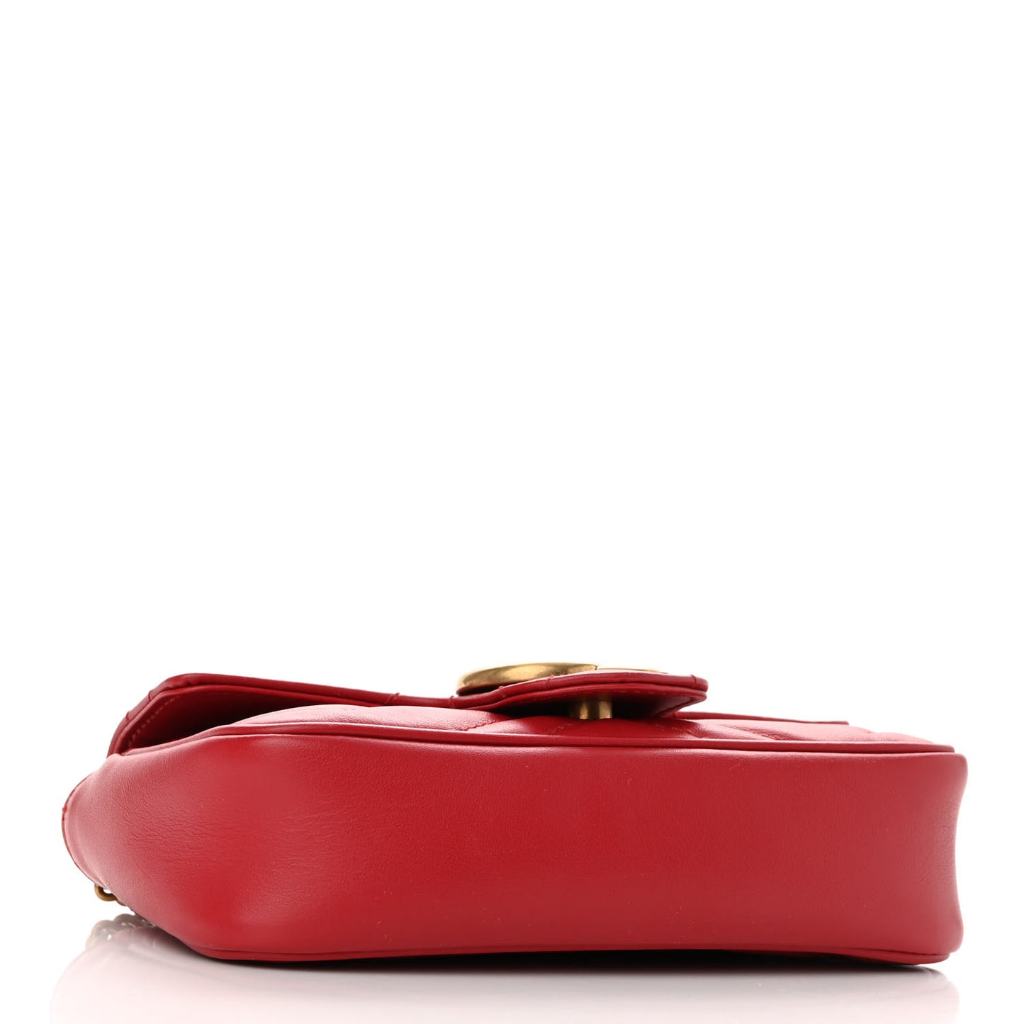 Calfskin Matelasse Super Mini GG Marmont Shoulder Bag Hibiscus Red