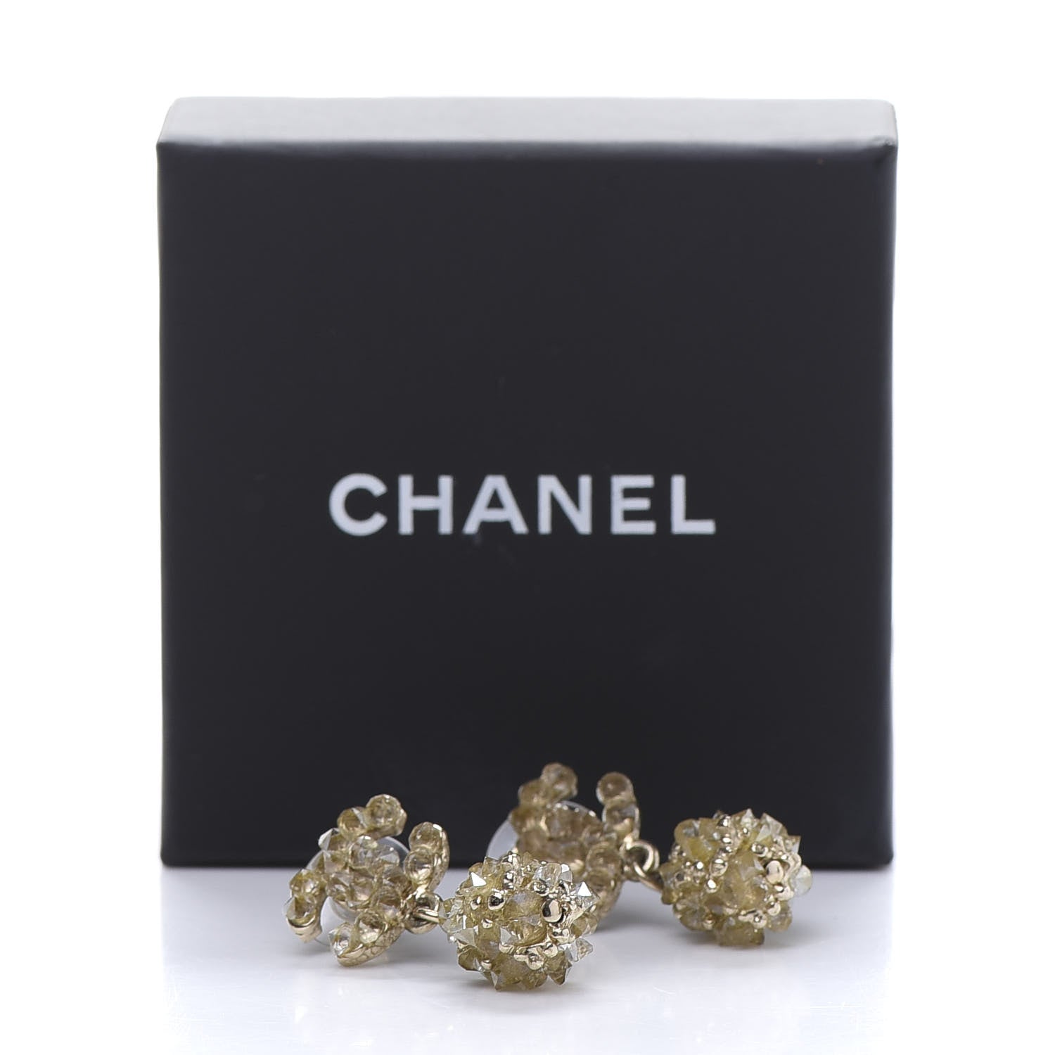 Chanel Crystal CC Dangle Earrings Gold 7 of 7