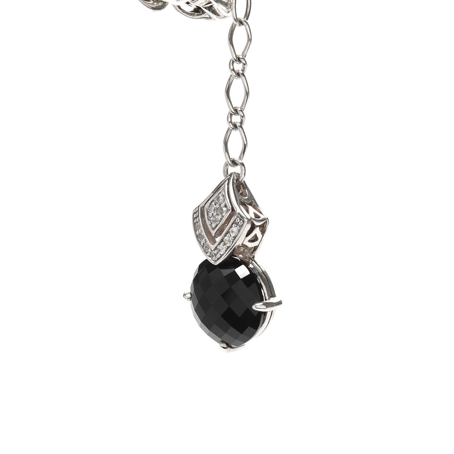Sterling Silver Black Onyx White Sapphire Legends Naga Lariat Necklace