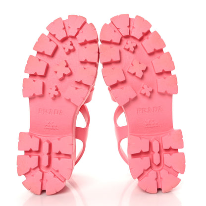 Prada Foam Rubber Metal Triangle Logo Monolith 55mm Cage Sandals 39 Begonia 6 of 8