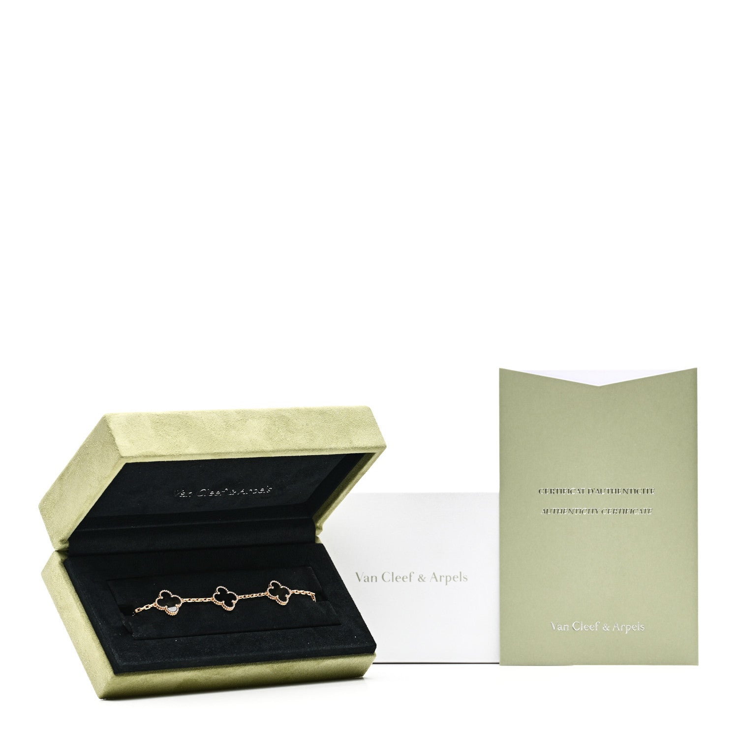 Van Cleef & Arpels 18K Yellow Gold Black Onyx 5 Motifs Vintage Alhambra Bracelet 5 of 5