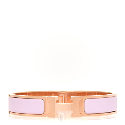 Hermes Enamel Narrow Clic Clac H Bracelet GM Rose Dragee 1 of 6