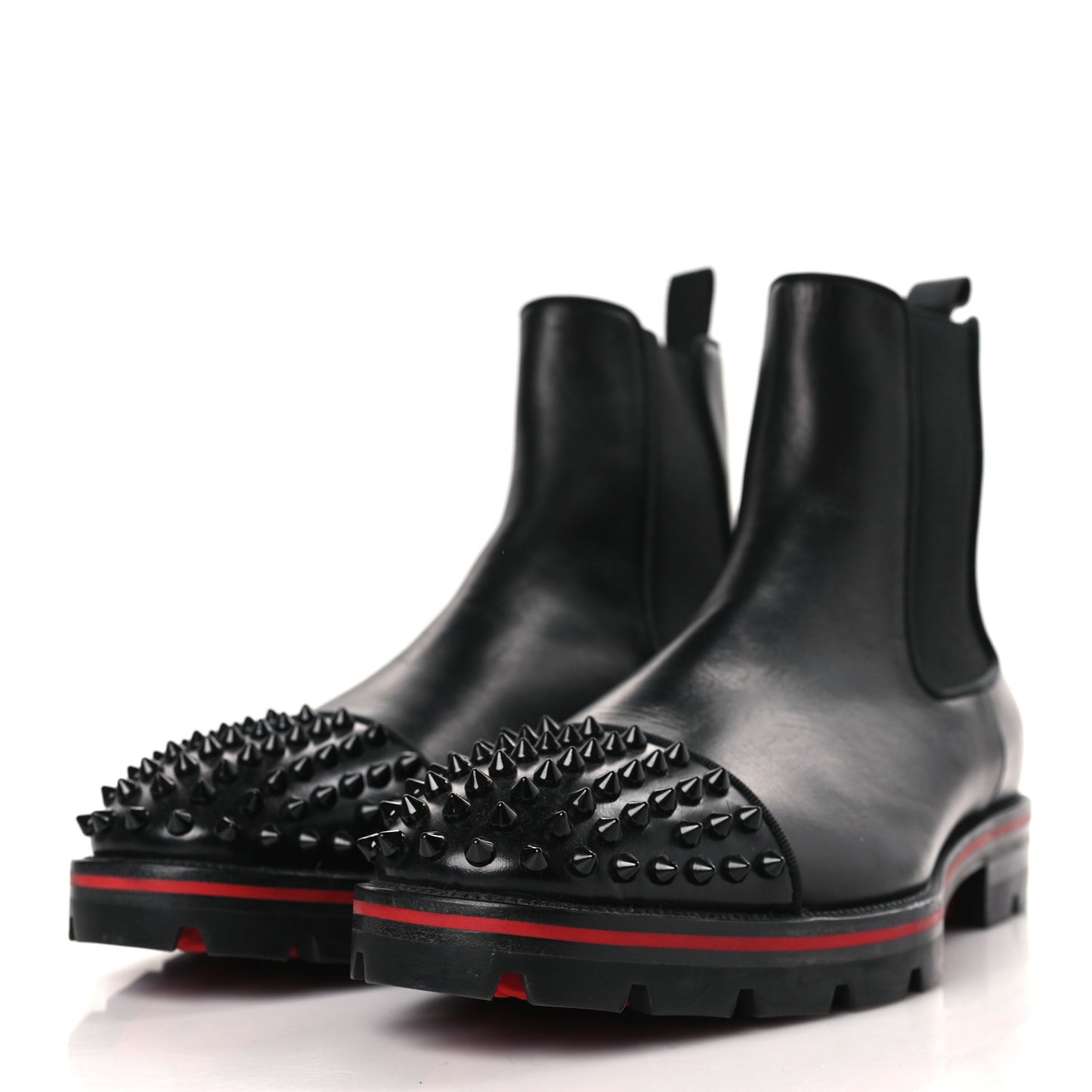 Calfskin Mens Melon Spikes Flat Chelsea Boots 42.5 Black