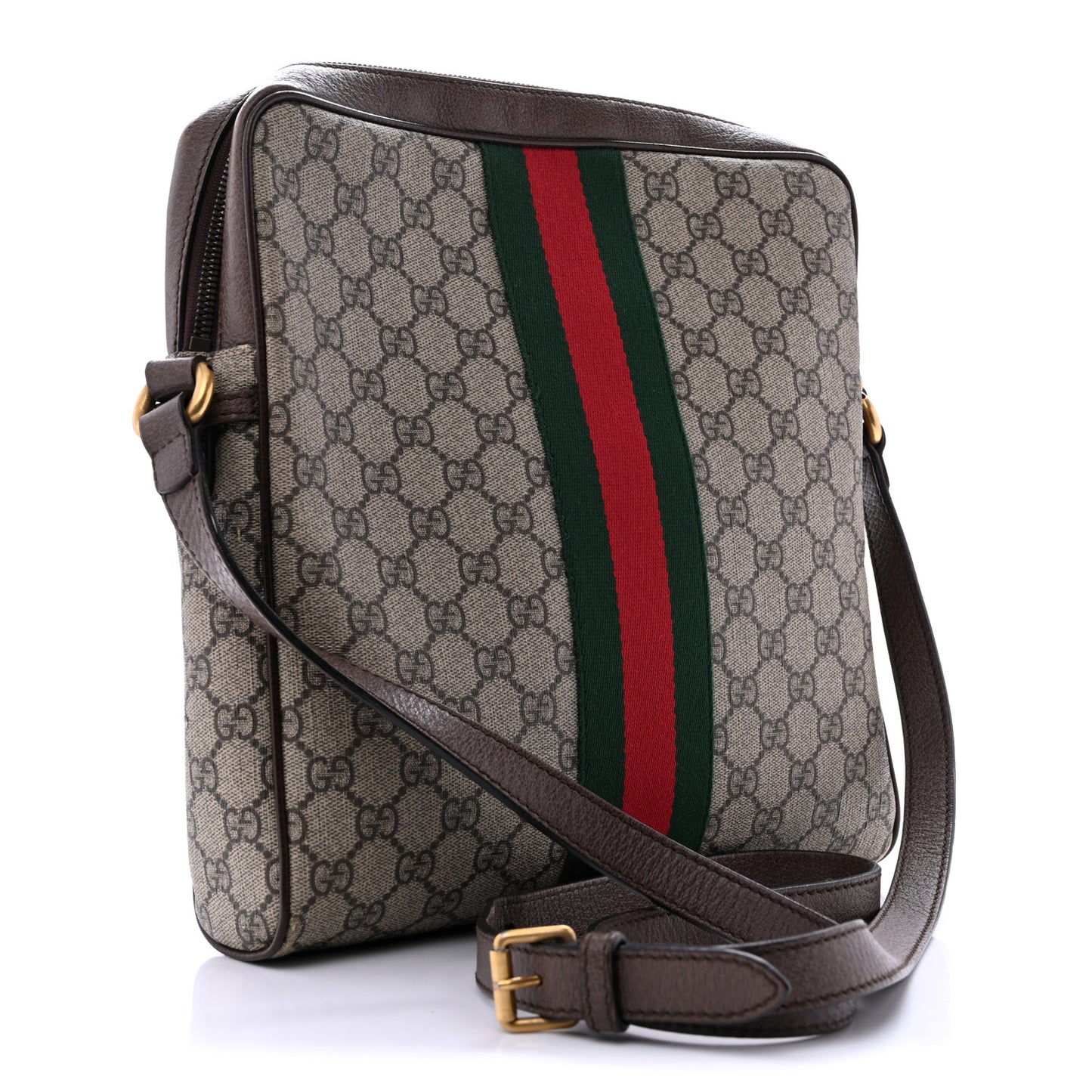 GG Supreme Monogram Web Medium Ophidia Messenger Bag Brown
