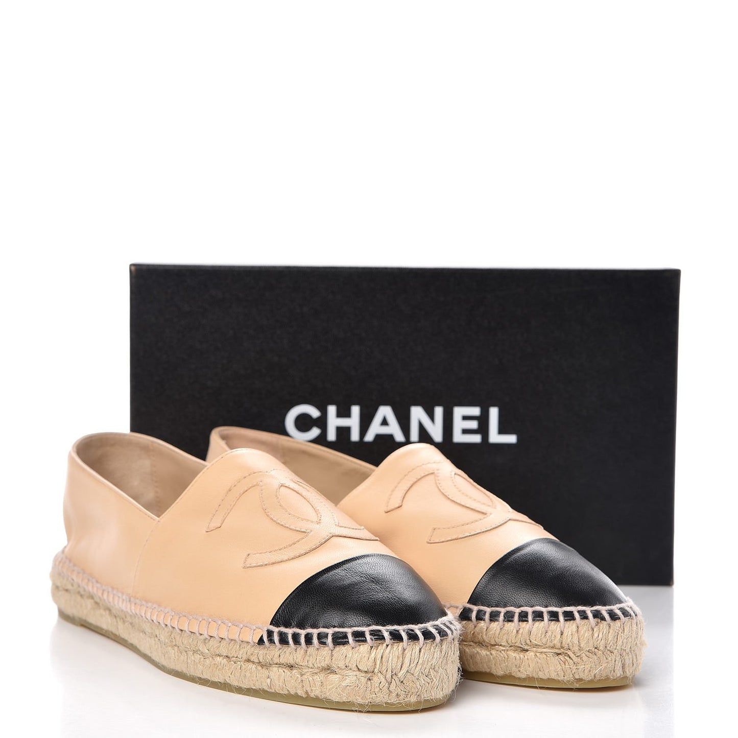 Lambskin CC Espadrilles 41 Beige Black