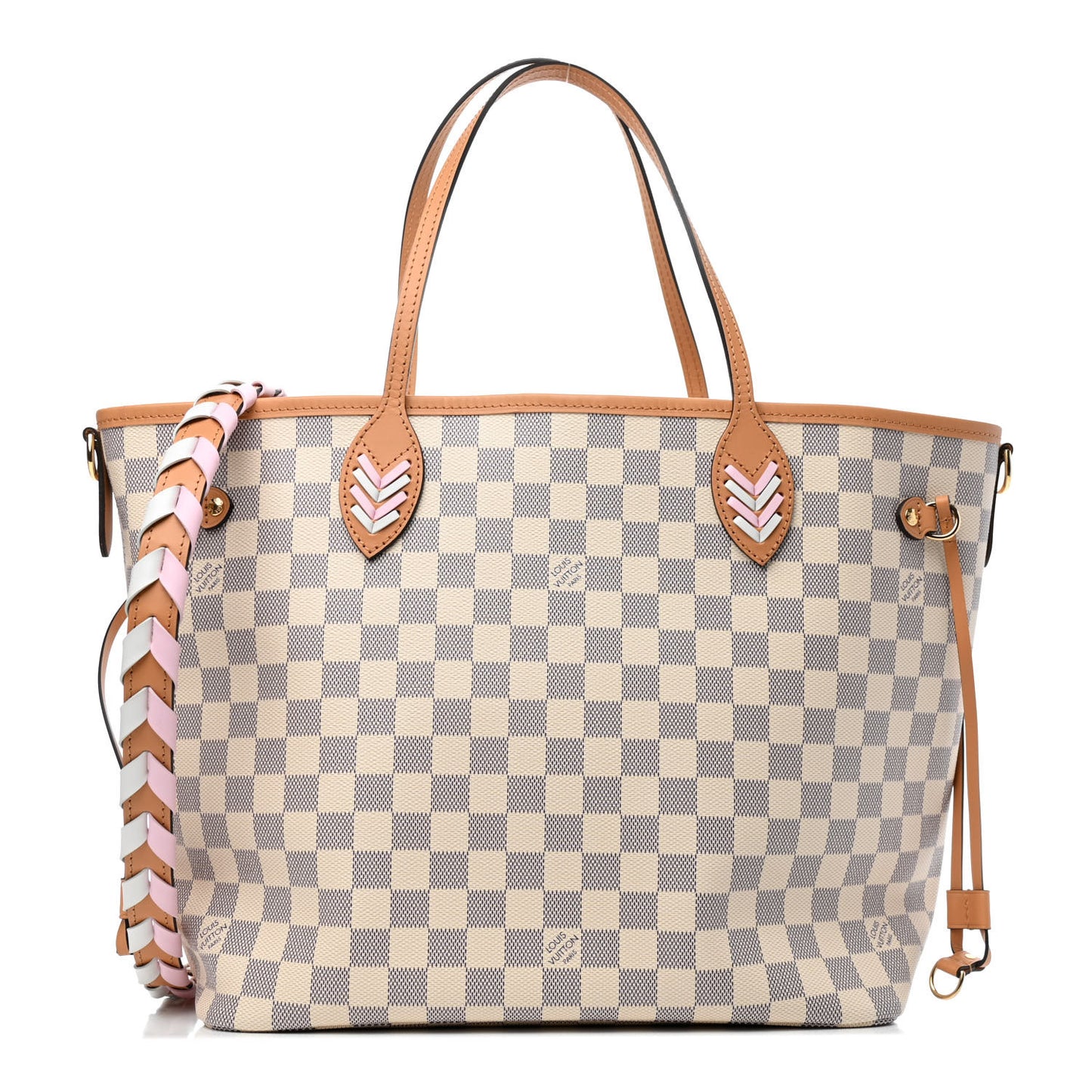 Damier Azur Braided Neverfull MM Pink