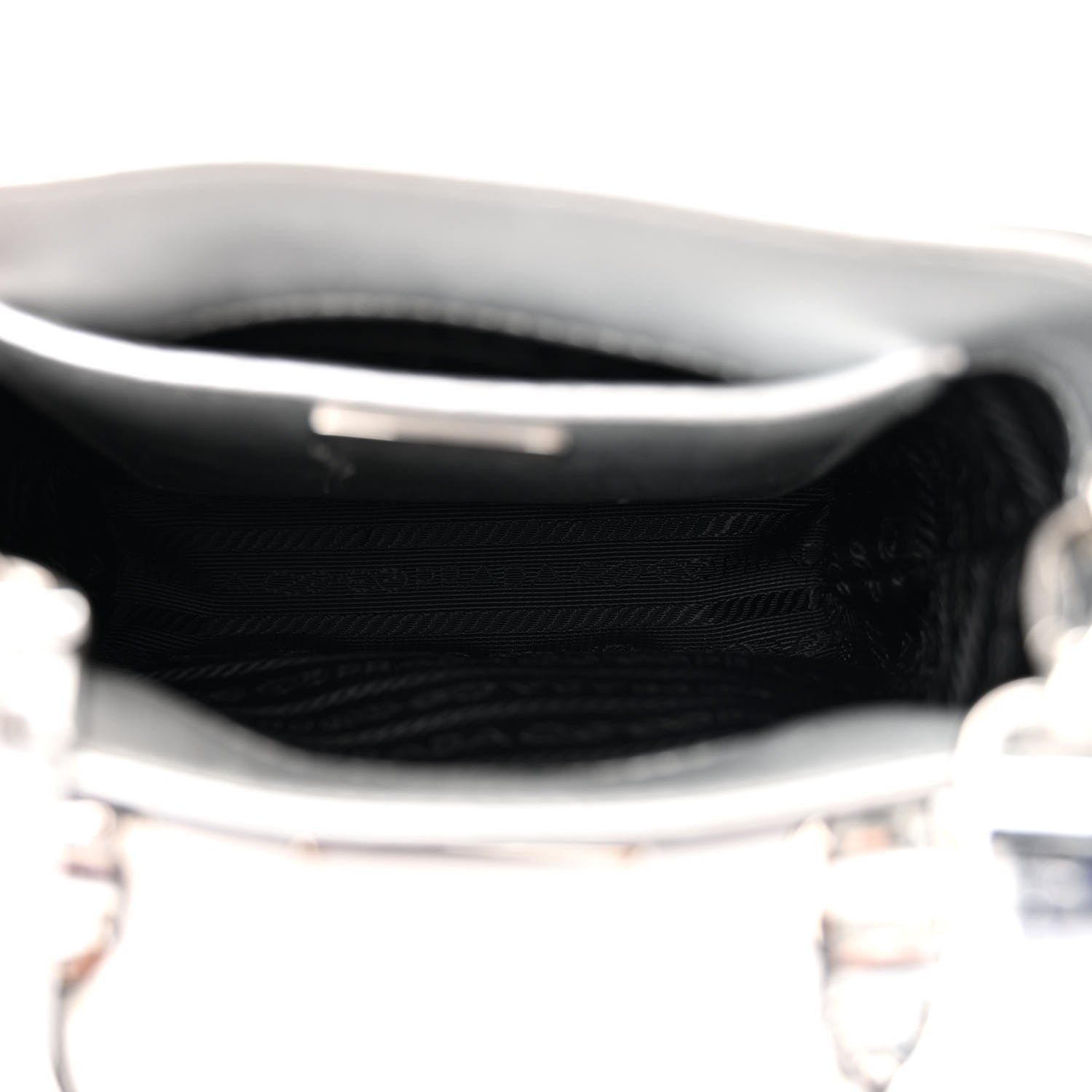 Prada Spazzolato Triangle Small Double Handle Crossbody Tote Argento 5 of 11