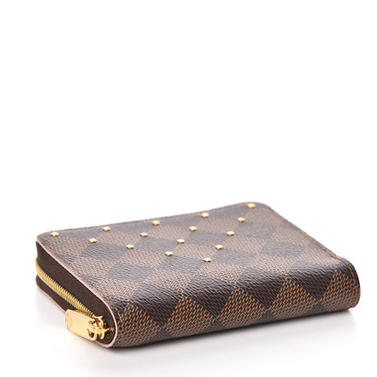 Louis Vuitton Damier Ebene Studded Zippy Coin Purse Rose Ballerine 4 of 8
