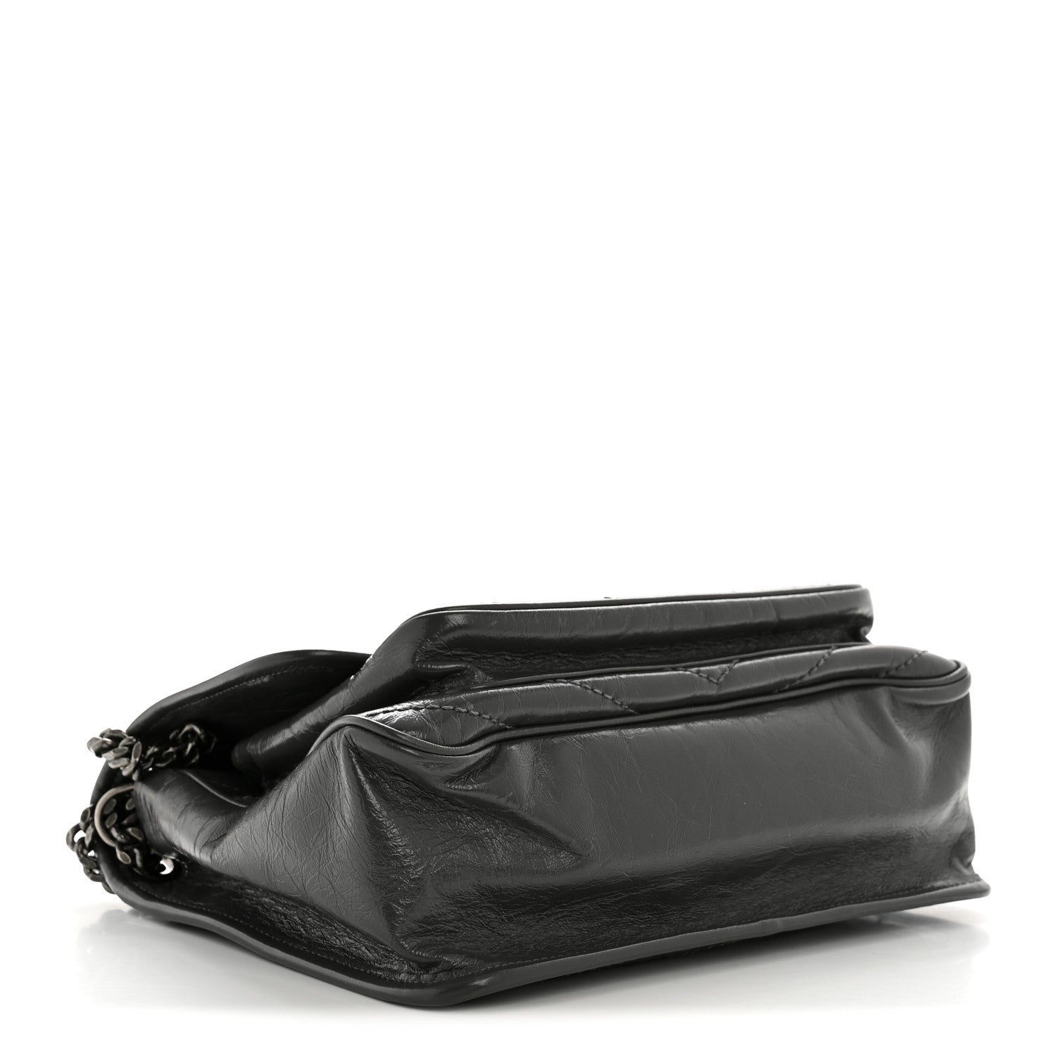 Saint Laurent Crinkled Calfskin Matelasse Monogram Medium Niki Chain Satchel Storm 4 of 11