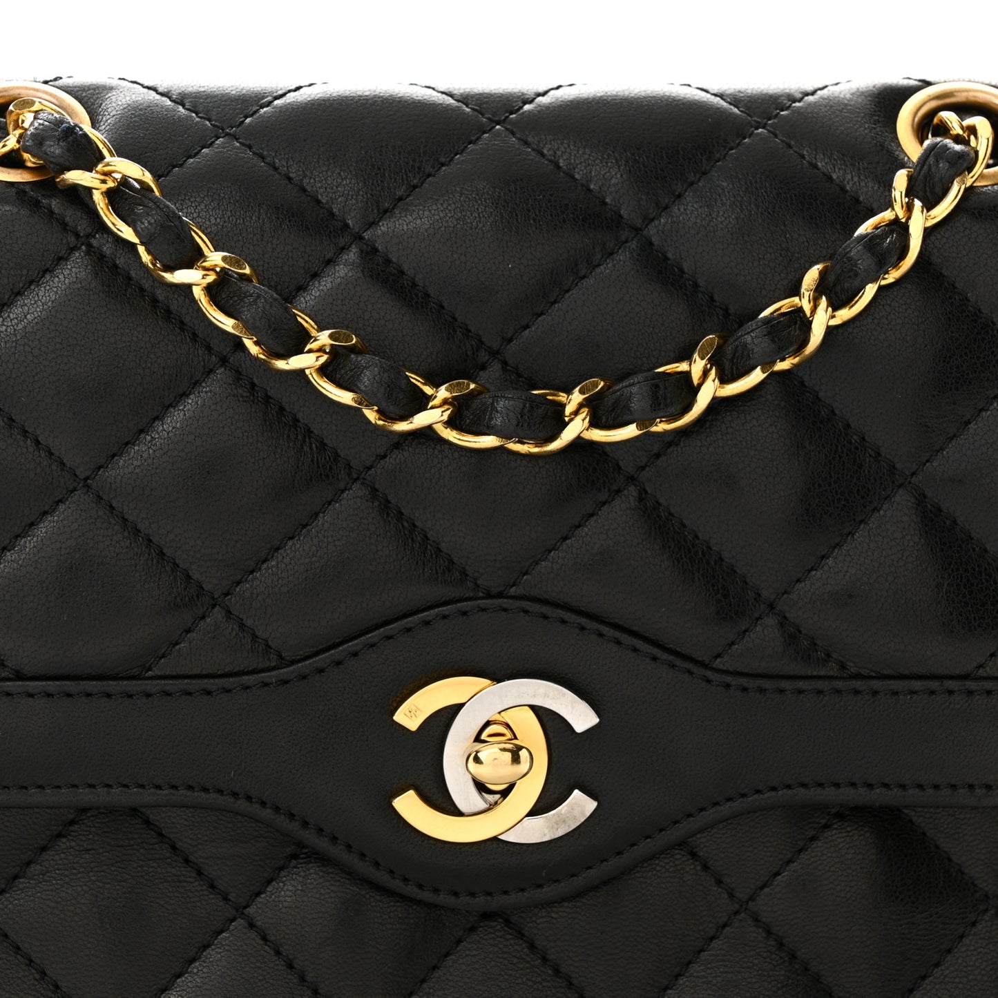 Lambskin Quilted Small Double Flap Bag Black