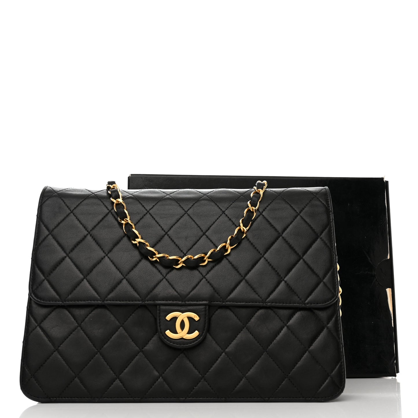 Lambskin Quilted Medium Single Flap Black