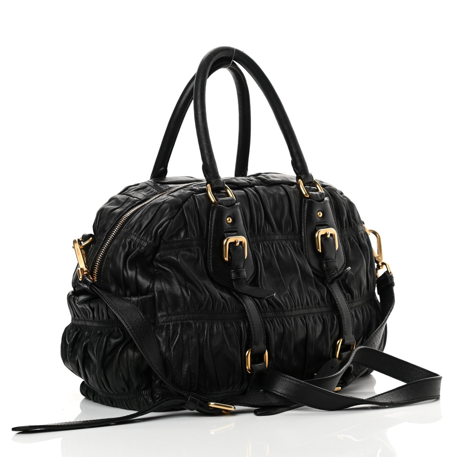 Prada Nappa Gaufre Buckle Bowler Black 2 of 20