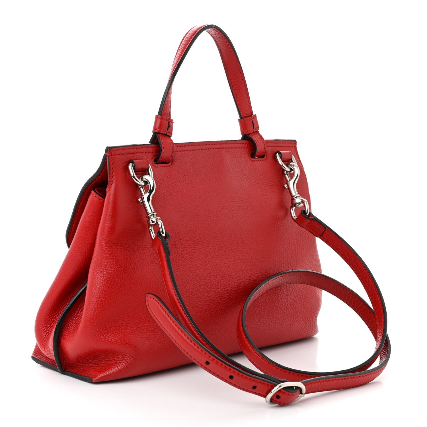 Gucci Cellarius Calfskin Small Bamboo Daily Top Handle Bag Hibiscus Red 3 of 9