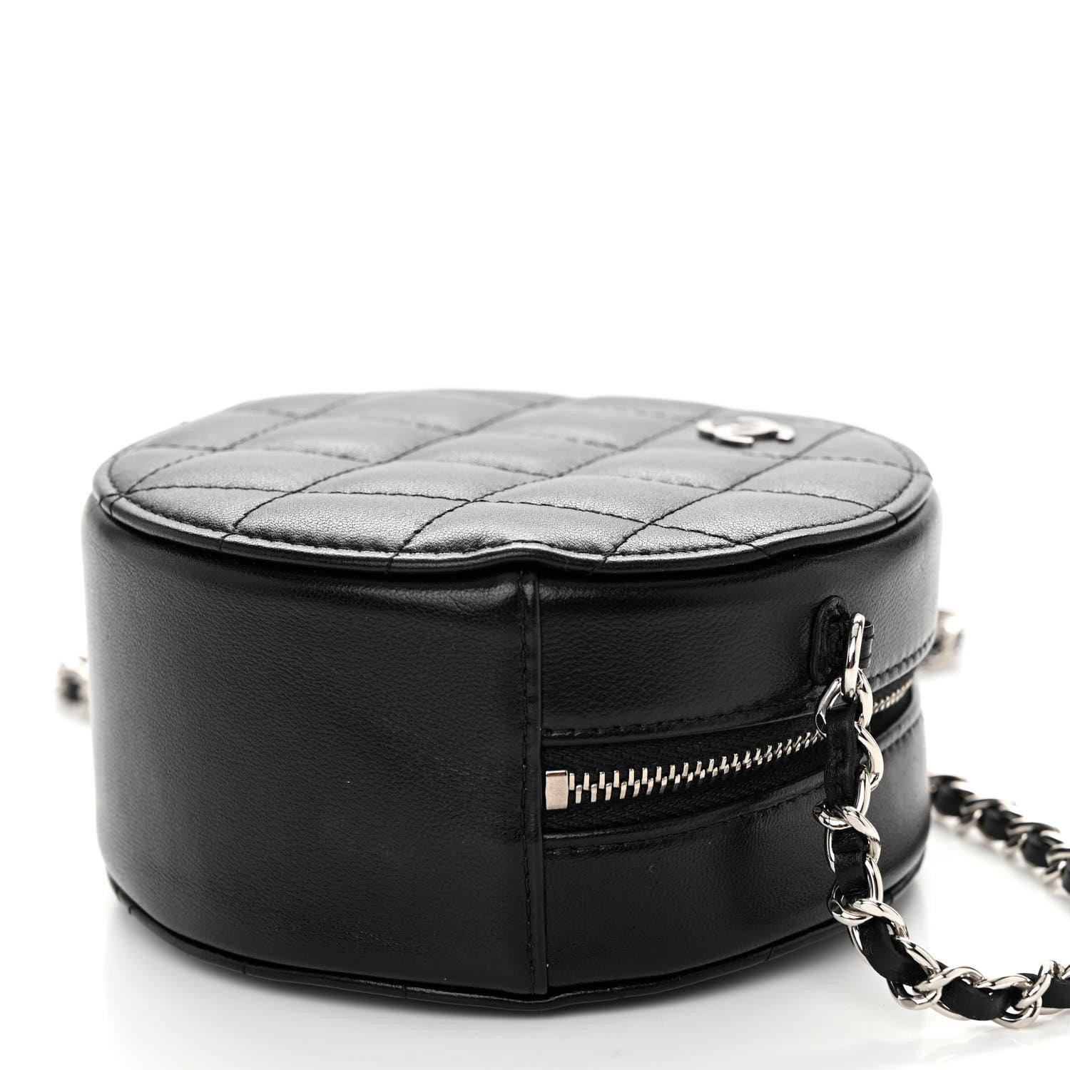 Chanel Lambskin Quilted Round Clutch With Chain Black 10 of 10