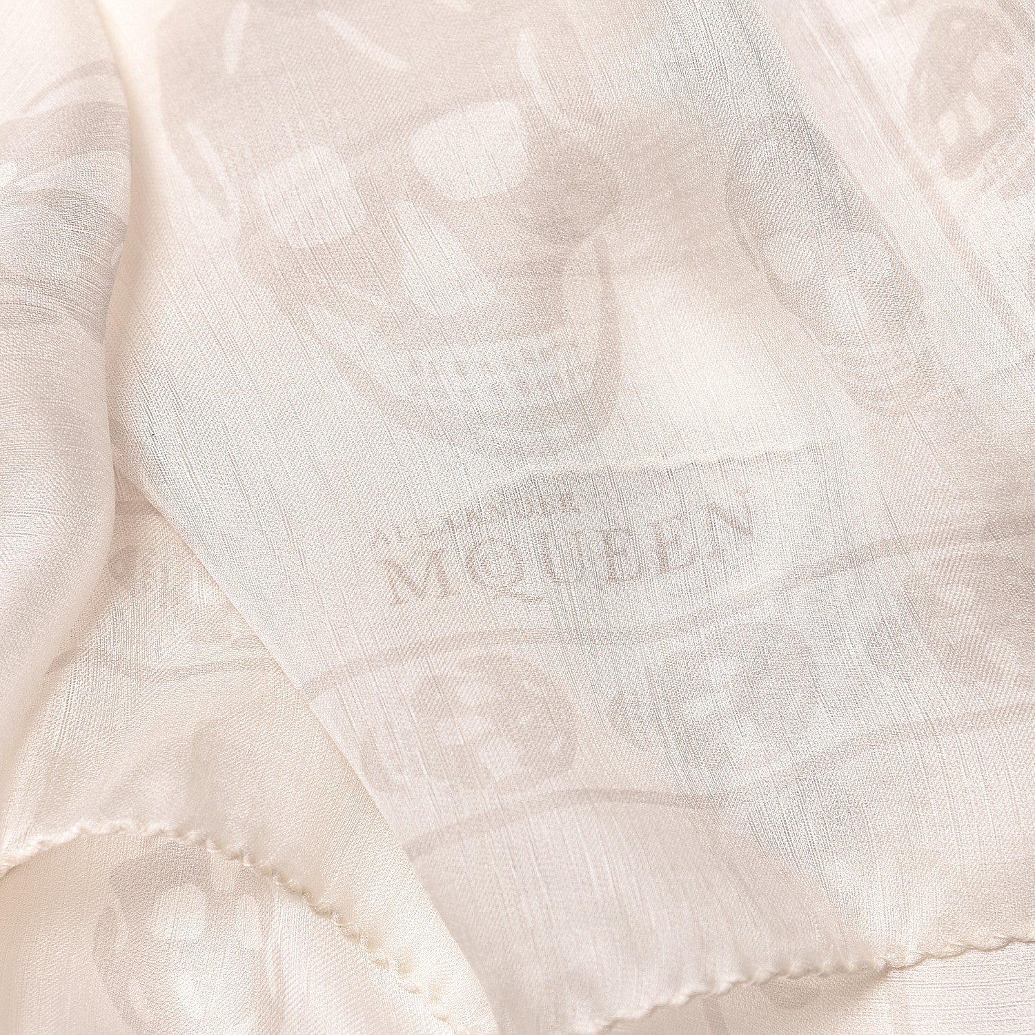 Alexander McQueen Silk Chiffon Skull Scarf Ivory Grey 4 of 4