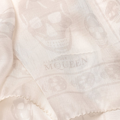 Alexander McQueen Silk Chiffon Skull Scarf Ivory Grey 4 of 4