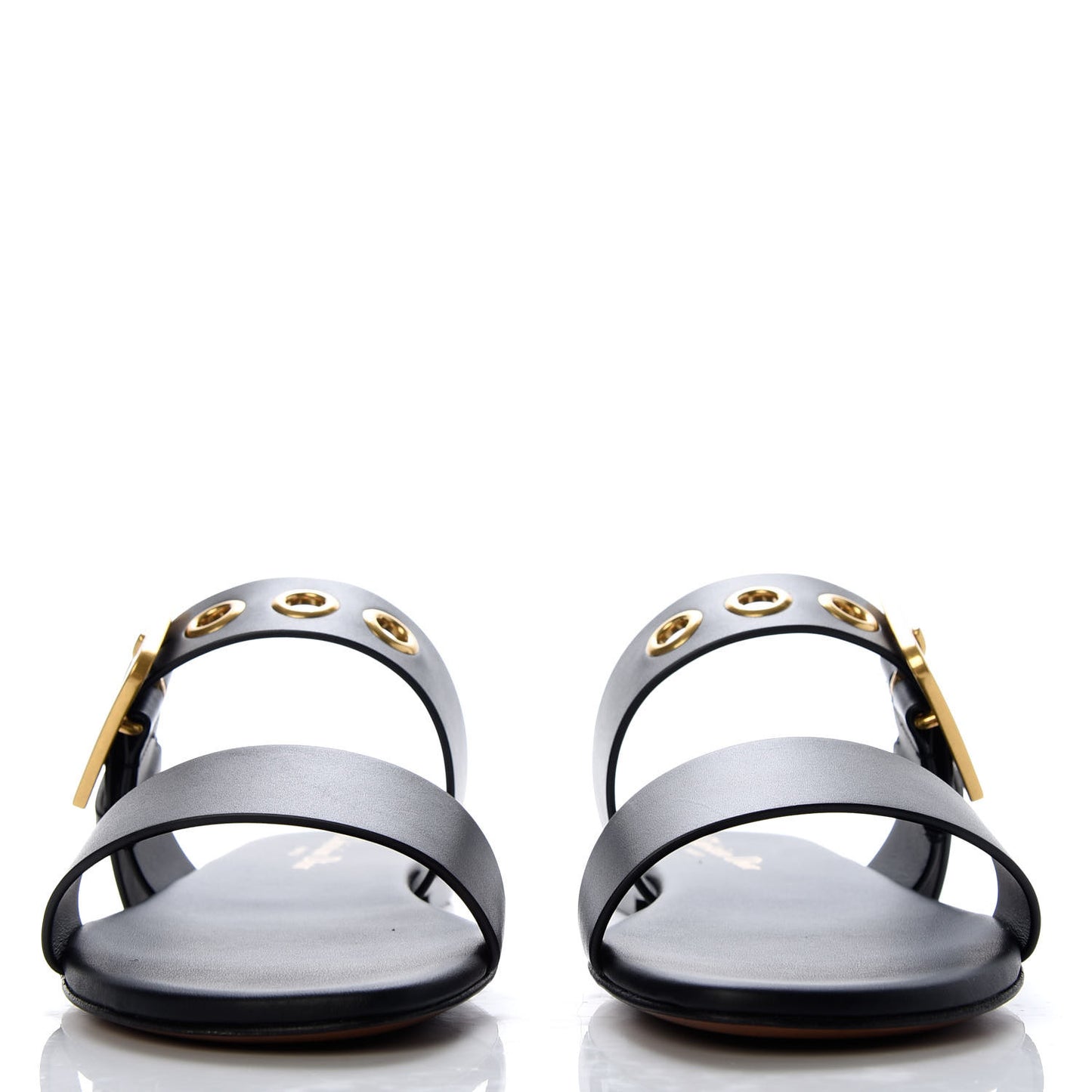 Calfskin D-Dior Slide Flat Sandals 36.5 Black