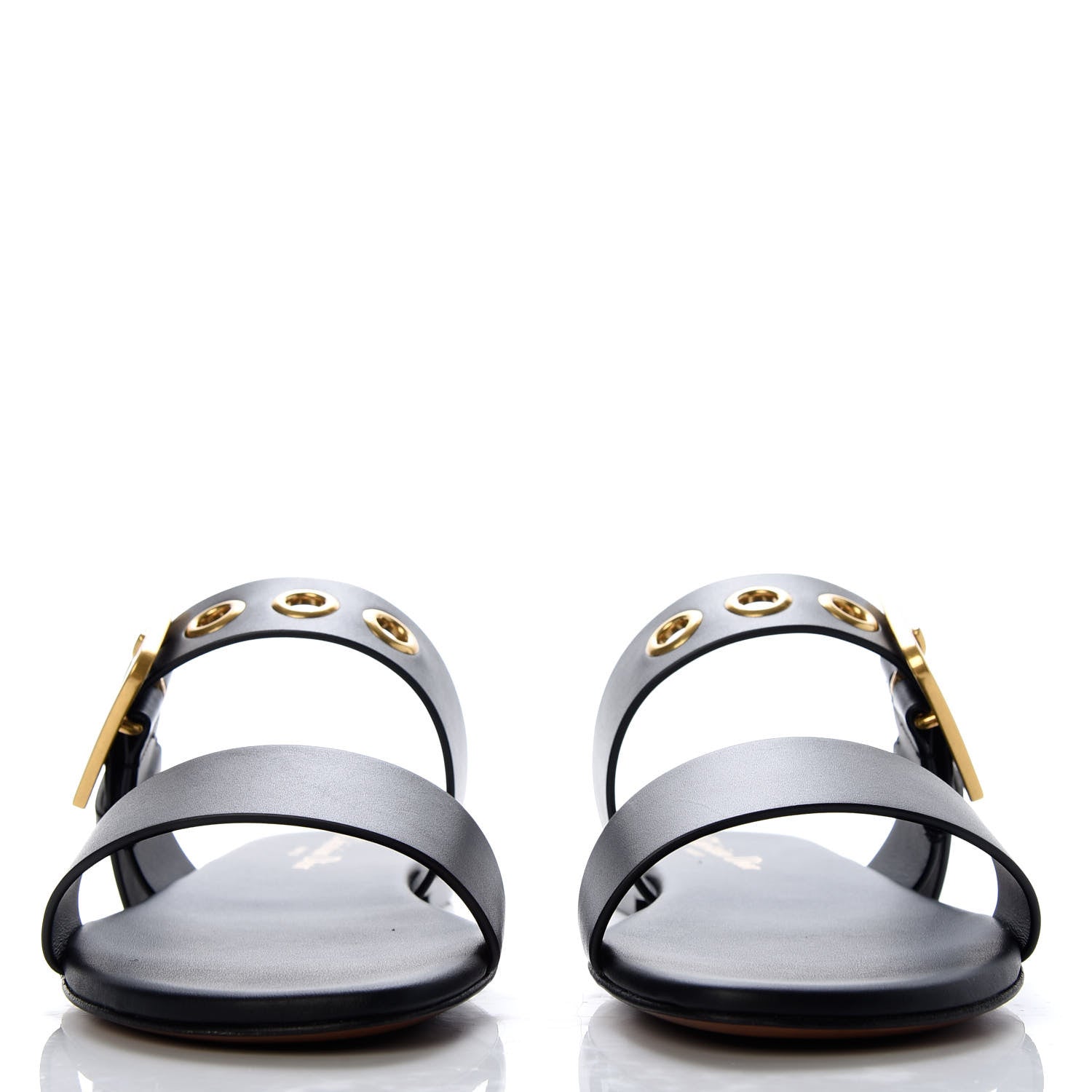 Christian Dior Calfskin D-Dior Slide Flat Sandals 36.5 Black 2 of 10