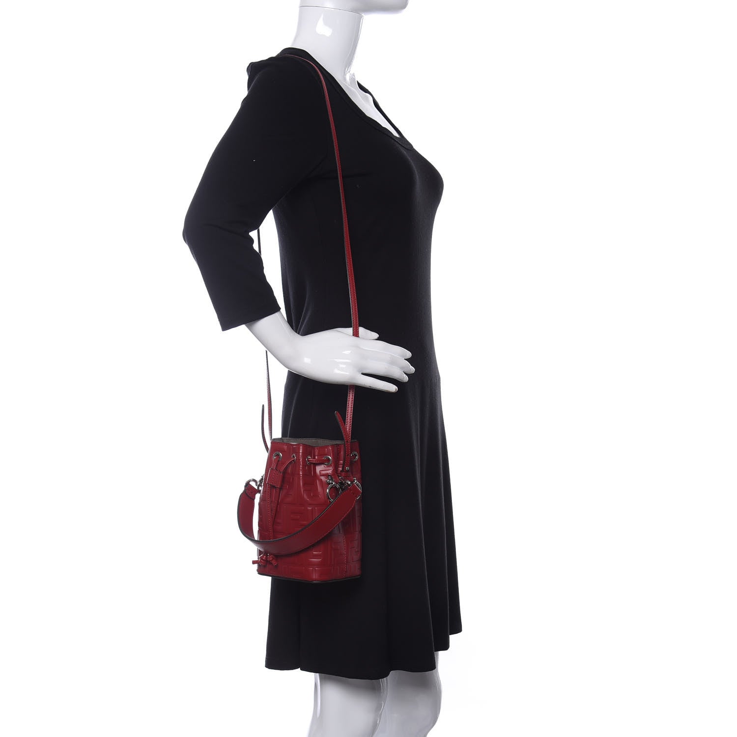 Fendi Vitello Liberty F is Fendi FF 1974 Embossed Mini Mon Tresor Bucket Bag Fragola 2 of 10