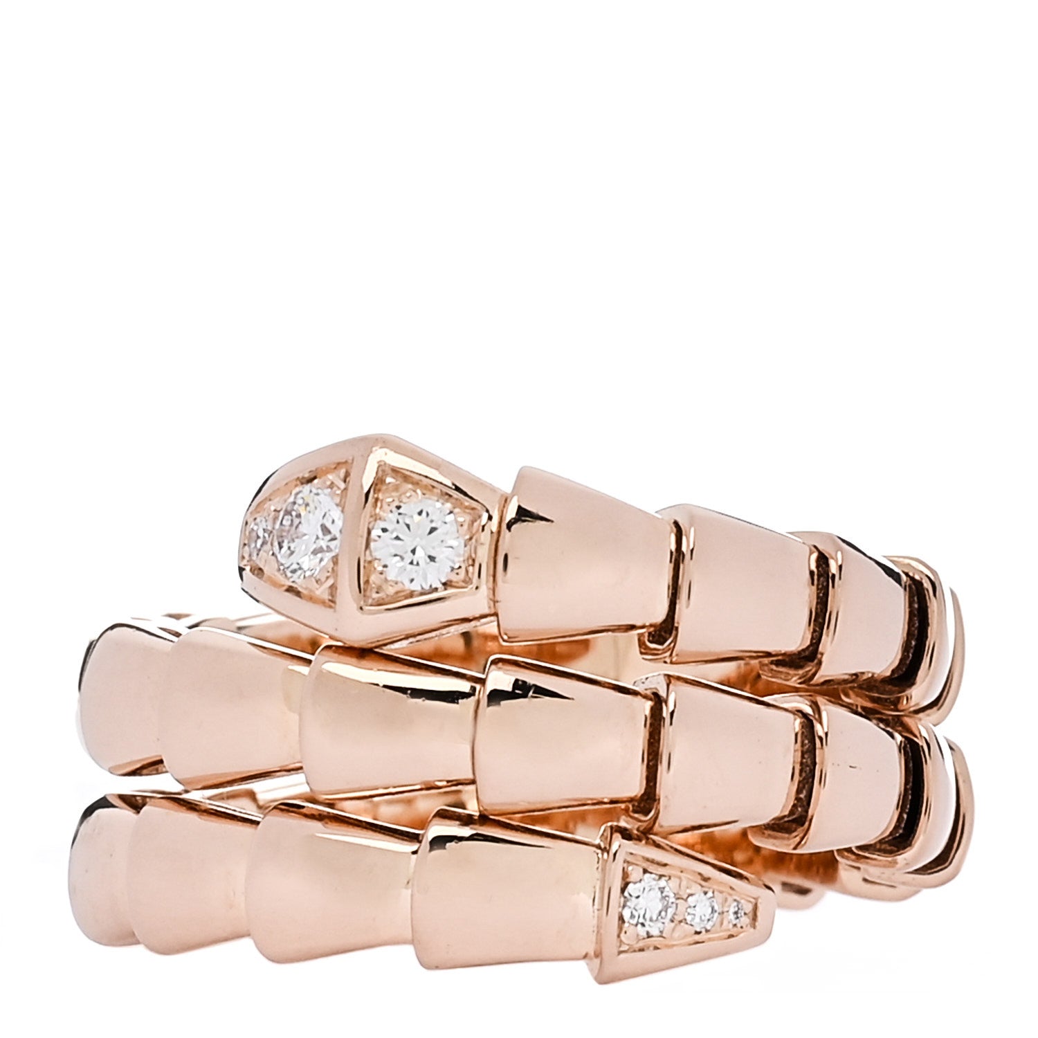 Bulgari 18K Rose Gold Diamond Serpenti Viper Wrap Ring S 1 of 5