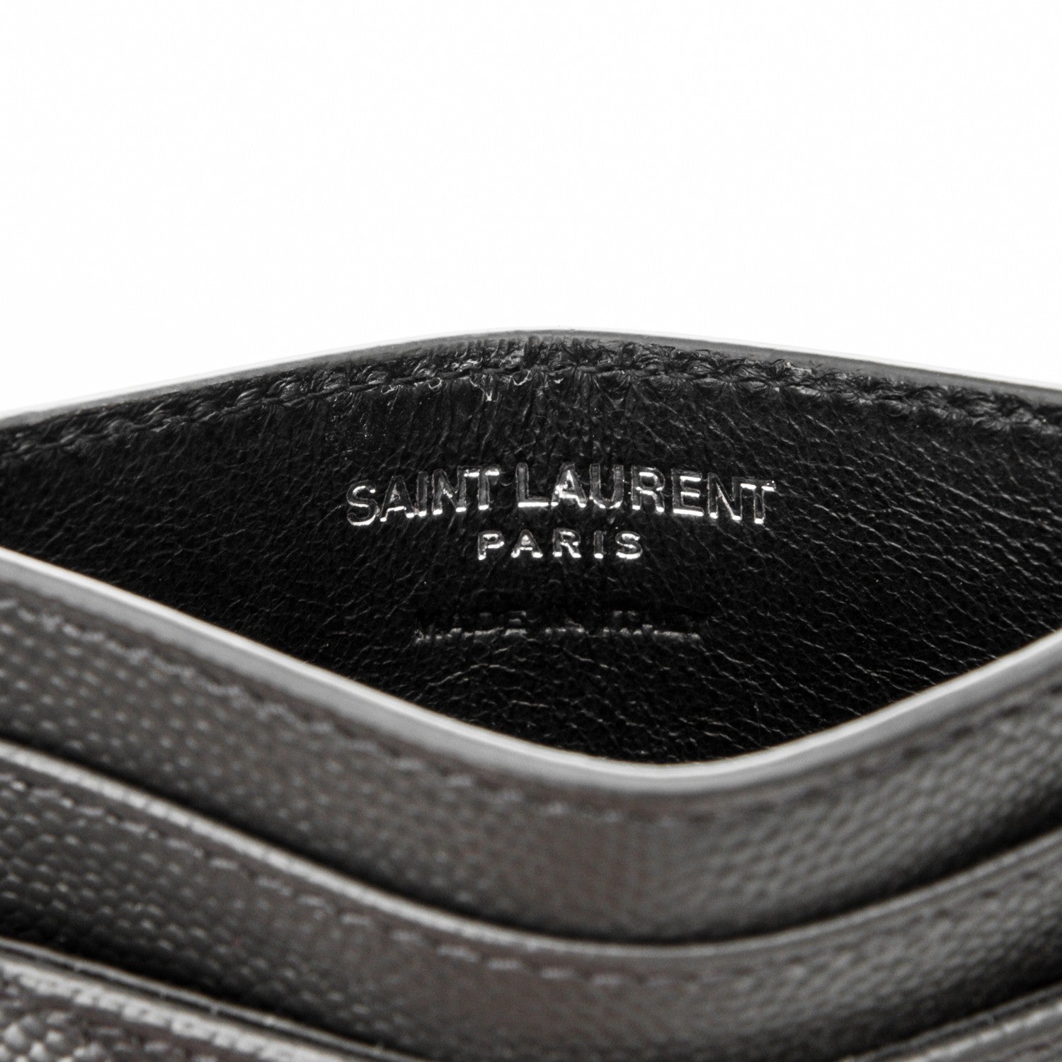 Saint Laurent Grain De Poudre Matelasse Chevron Monogram Credit Card Case Fog 7 of 7