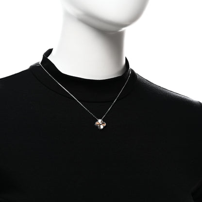 Van Cleef & Arpels 18K White Rose Gold Diamond Guilloche Vintage Alhambra Pendant Necklace 2 of 6