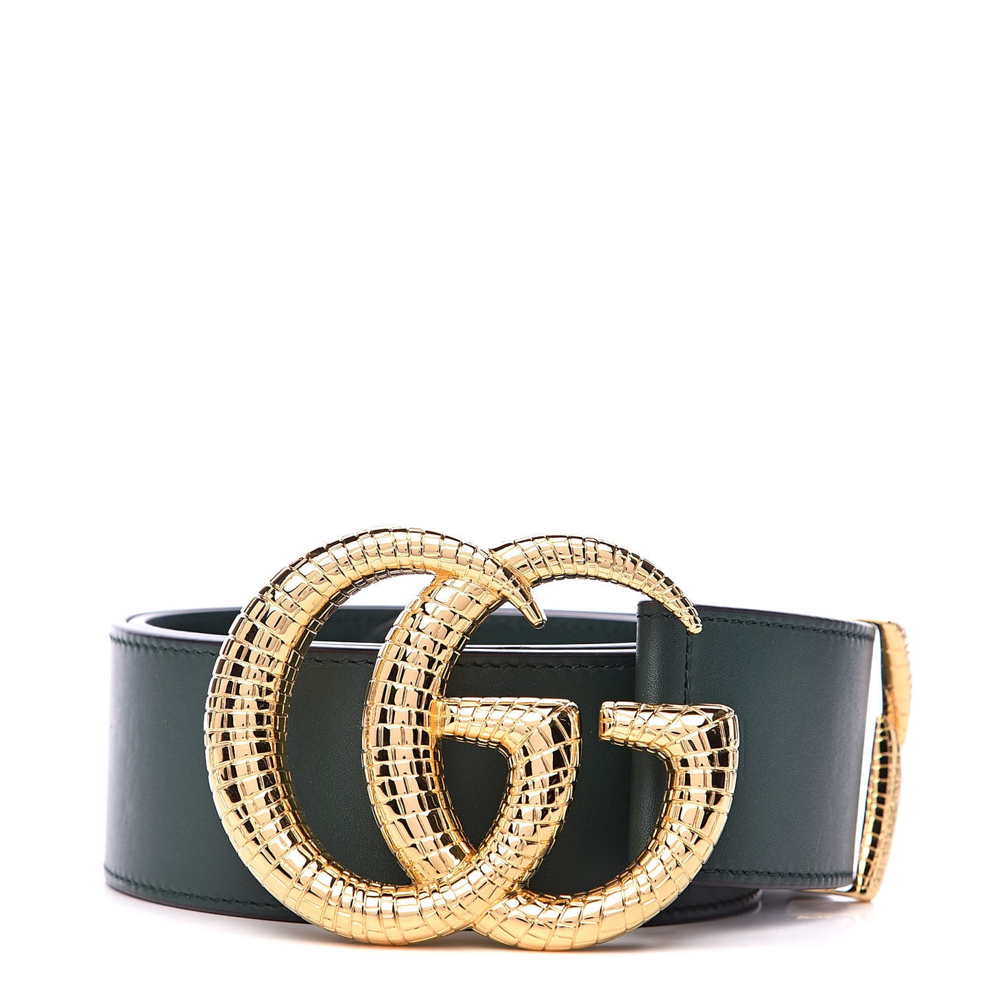 Calfskin Lizard Double G 50mm Belt 85 34 Vintage Green