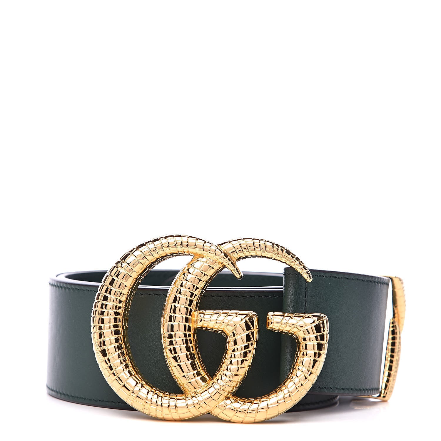 Gucci Calfskin Lizard Double G 50mm Belt 85 34 Vintage Green 1 of 6