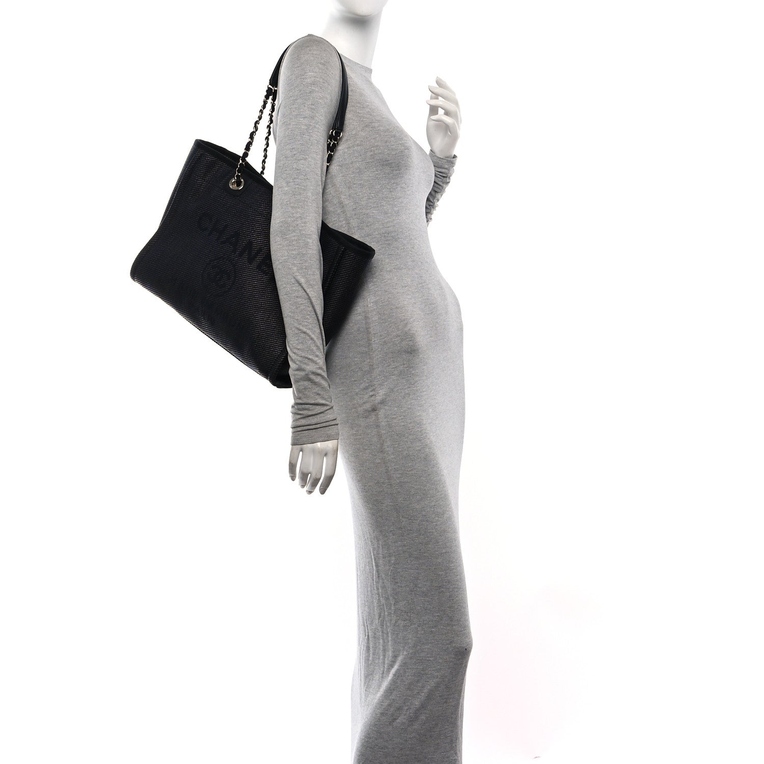 Chanel Mixed Fibers Calfskin Small Deauville Tote Black 2 of 10