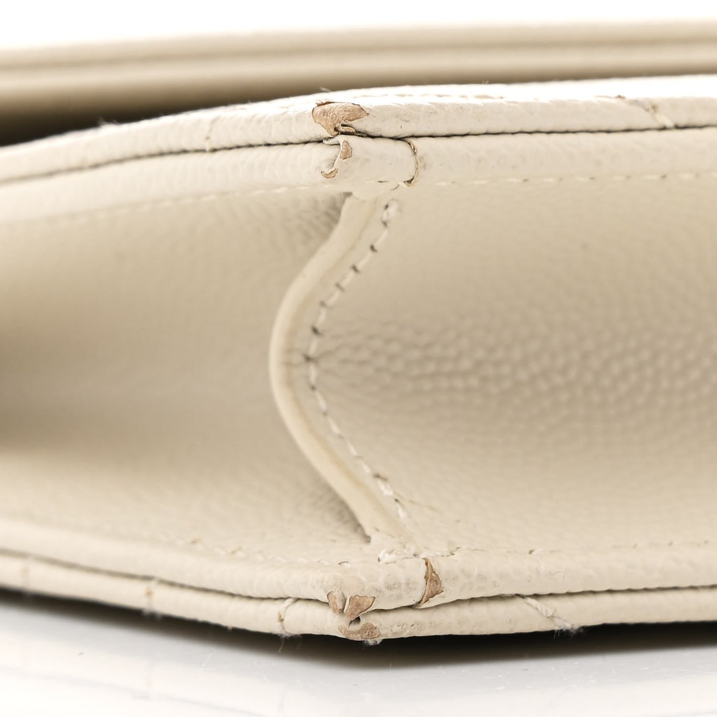 Grain De Poudre Matelasse Chevron Monogram Envelope Chain Wallet Crema Soft