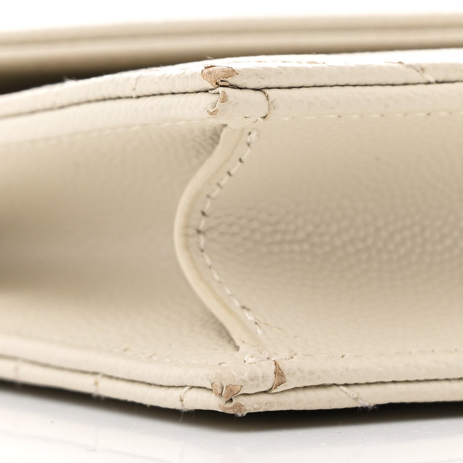 Saint Laurent Grain De Poudre Matelasse Chevron Monogram Envelope Chain Wallet Crema Soft 9 of 14