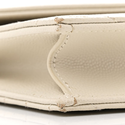 Saint Laurent Grain De Poudre Matelasse Chevron Monogram Envelope Chain Wallet Crema Soft 9 of 14