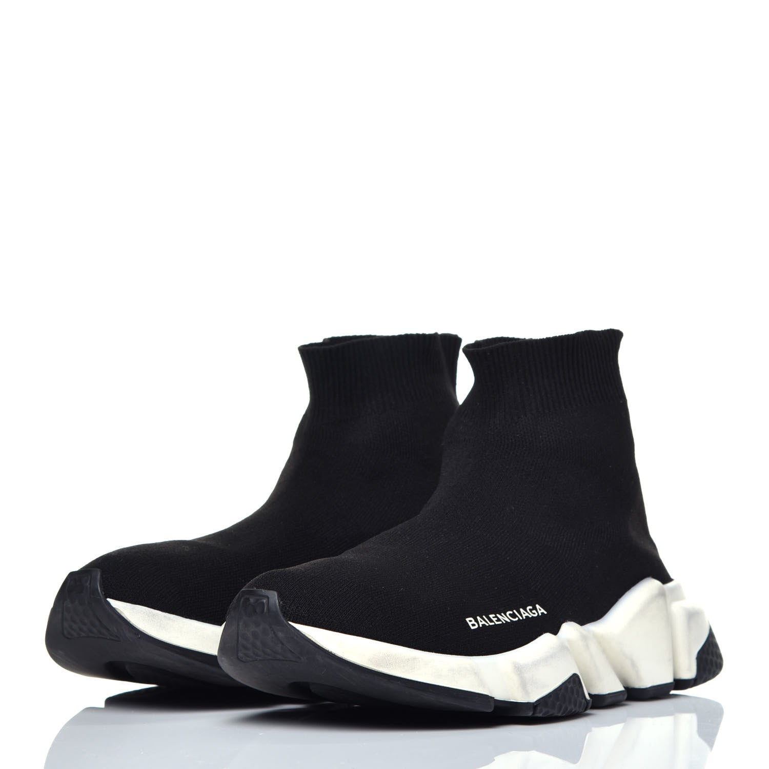 Balenciaga Neoprene Knit Womens Speed Sneakers 37 Black White 3 of 7