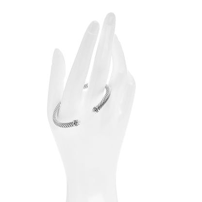 David Yurman Sterling Silver Diamond Pearl 5mm Cable Classics Princess Bracelet 2 of 4