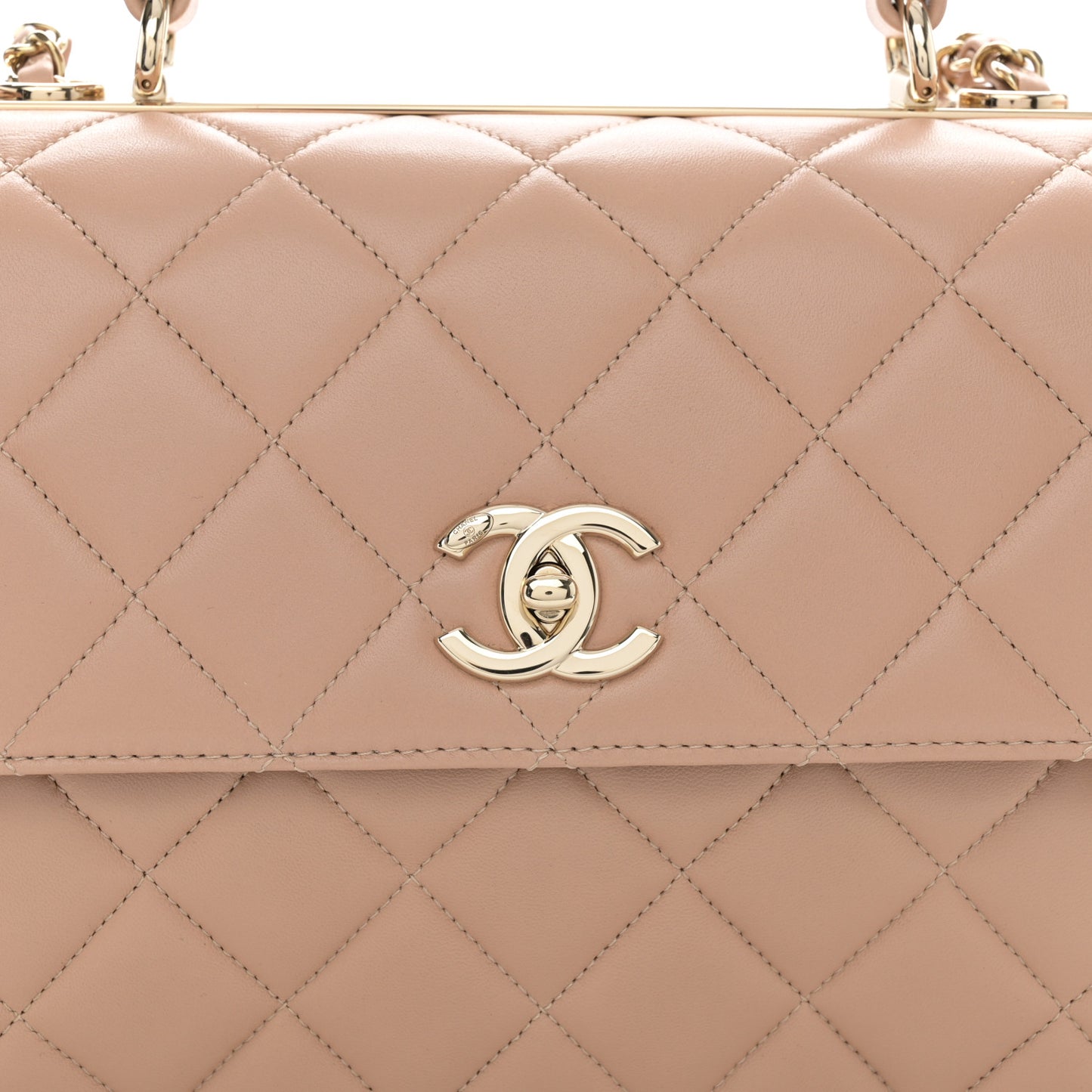 Lambskin Quilted Medium Trendy CC Flap Dual Handle Bag Beige
