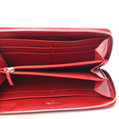 Chanel Lambskin Quilted Large Gusset Zip Around Wallet Red 5 of 11